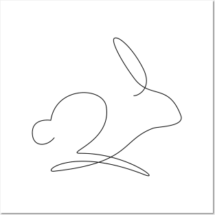 One line rabbit Posters and Art